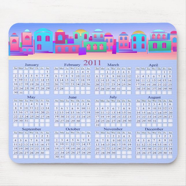 O calendário pequeno Mousepad da cidade 2011 (Frente)