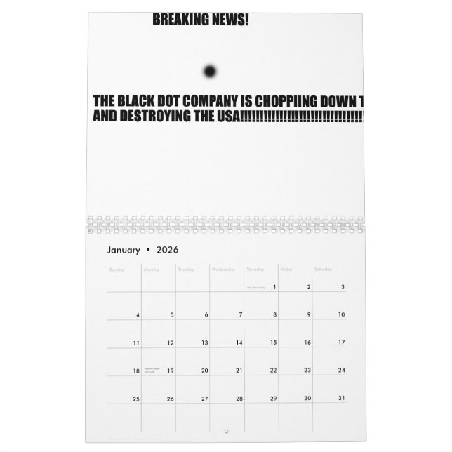 O calendário preto mau do ponto (Jan 2026)