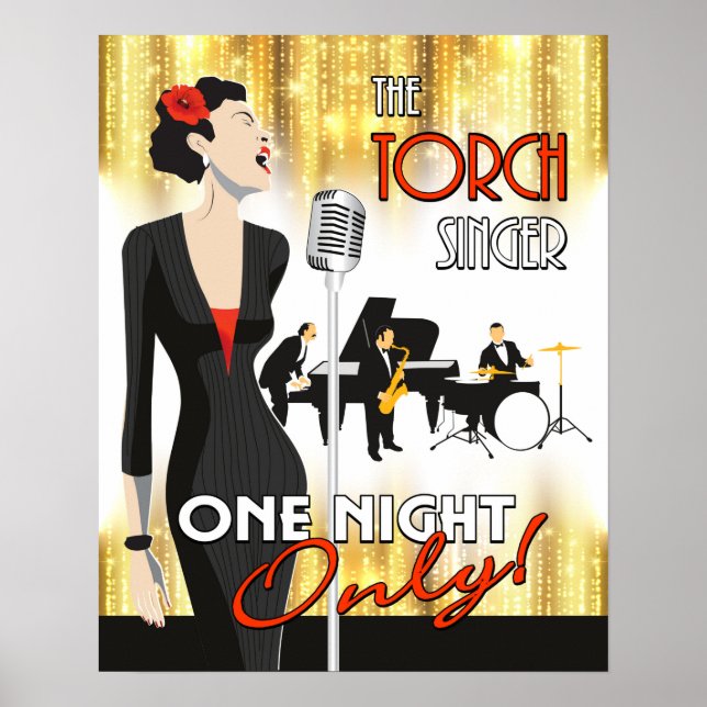 O Cantor Torch, 16x20 Poster Art, Tema Musical (Frente)