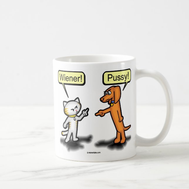 O cão do WIener & a caneca do nêmesis do gatinho (Direita)