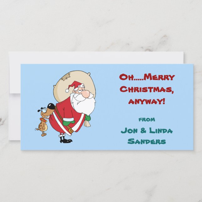 O Cão Morde Papais noeis Engraçado Cartões de foto (Frente)