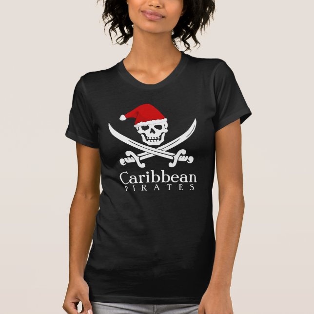 O caribe pirateia a camisa do Scull do Natal para (Frente)