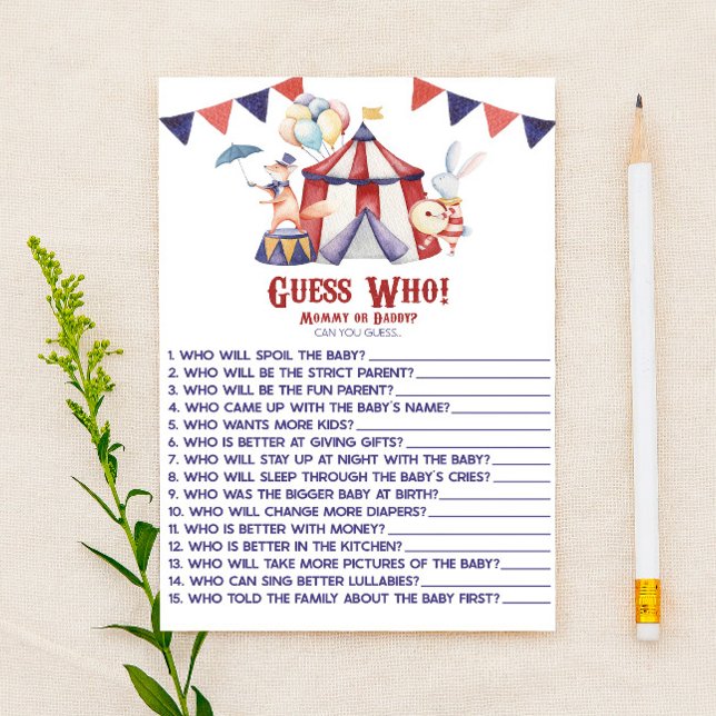 O Carnaval Adivinha Quem! Jogo do chá de fraldas (Criador carregado)