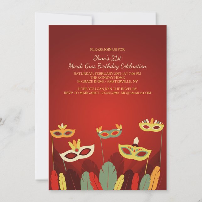 O carnaval mascara o convite (Frente)