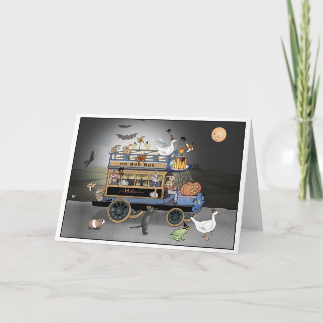 O cartão "Barramento Boo" do Halloween (Frente)