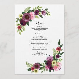 O cartão Borgonha floral do menu do comensal de