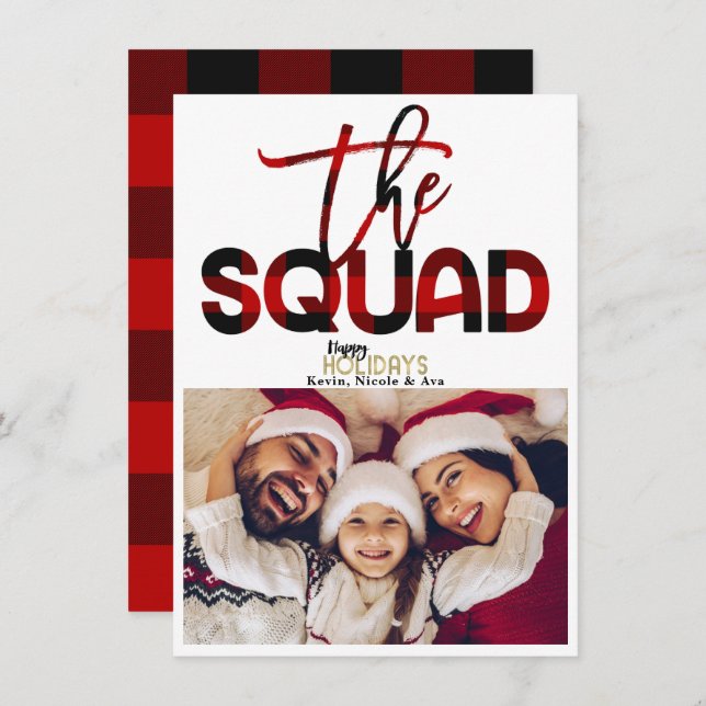 O Cartão com fotos de Natal da Família SQUAD (Frente/Verso)