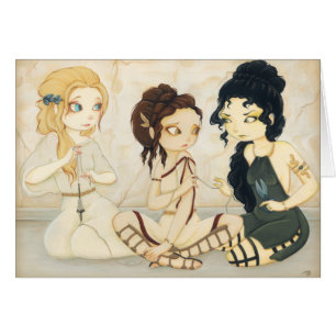 O cartão da mitologia grega dos destinos