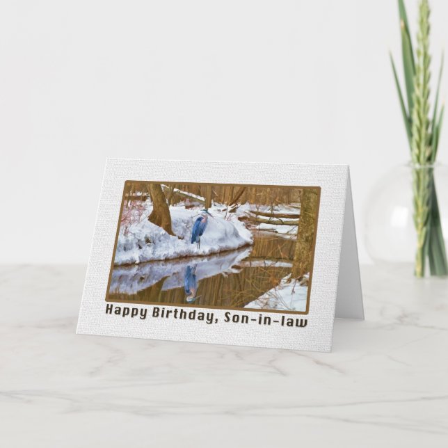 O Cartão de Aniversário do Filho com o Blue Heron (Frente)