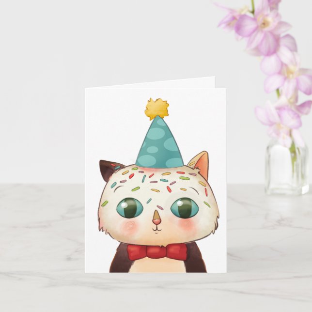 O Cartão De Aniversário Gato Cute Engraçado Esfreg (Orquídea)
