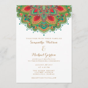 O Cartão de Convite de Casamento Mandala Verde