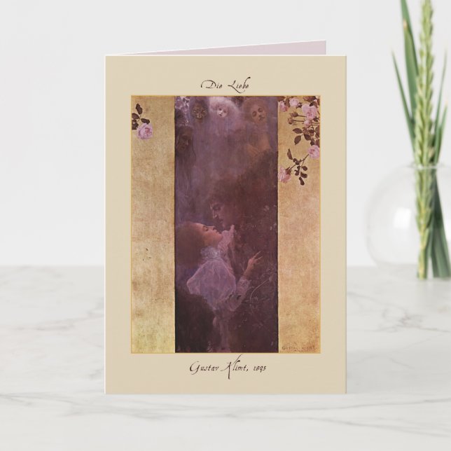 O Cartão de Namorados de Amor de Gustav Klimt 1895 (Frente)