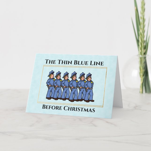 O Cartão de Natal da Polícia da Linha Azul-Thin (Frente)