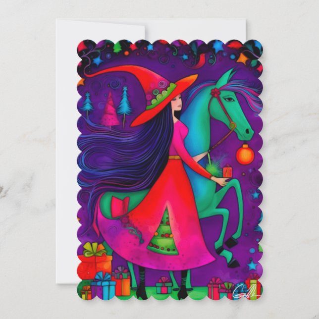 O cartão de Natal design 14 da Bruxa do Natal (Frente)
