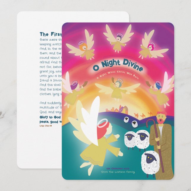 O Cartão de Natal Divino da Noite (Frente/Verso)