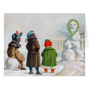 O cartão de Natal grande do boneco de neve