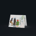 O Cartão de Nota Snowman<br><div class="desc">A cena dos cartões postais da era vitoriana mostra três meninas admirando sua criação de inverno. A imagem encantadora e incomum oferece amplo espaço para sua personalização.</div>