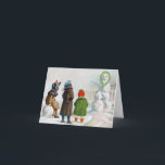 O Cartão de Nota Snowman<br><div class="desc">A cena dos cartões postais da era vitoriana mostra três meninas admirando sua criação de inverno. A imagem encantadora e incomum oferece amplo espaço para sua personalização.</div>