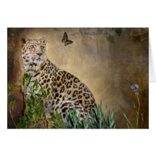 O Cartão de Saudações do Leopardo e da Borbolet