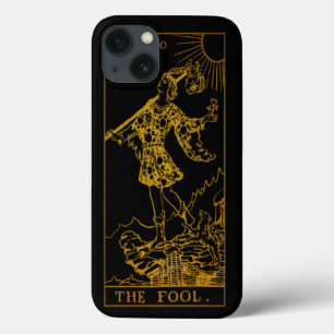 O Cartão de Tarô Fool Dourado E Preto