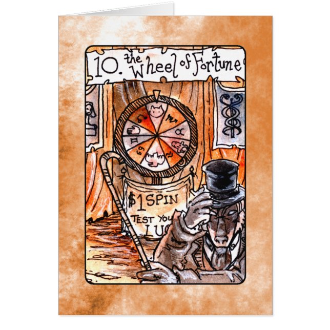 O cartão de Tarot da roda da fortuna (Frente)