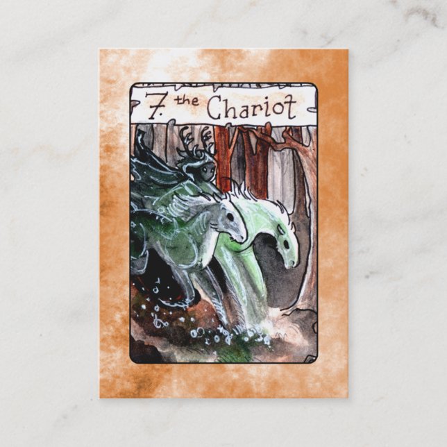 O cartão de Tarot do Chariot (Frente)