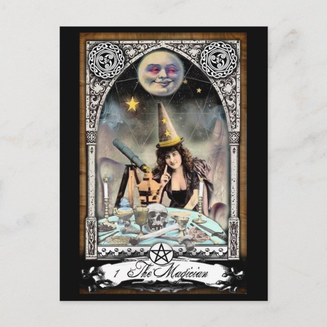 O Cartão de Tarot do Mágico Vitoriano Postcard (Frente)