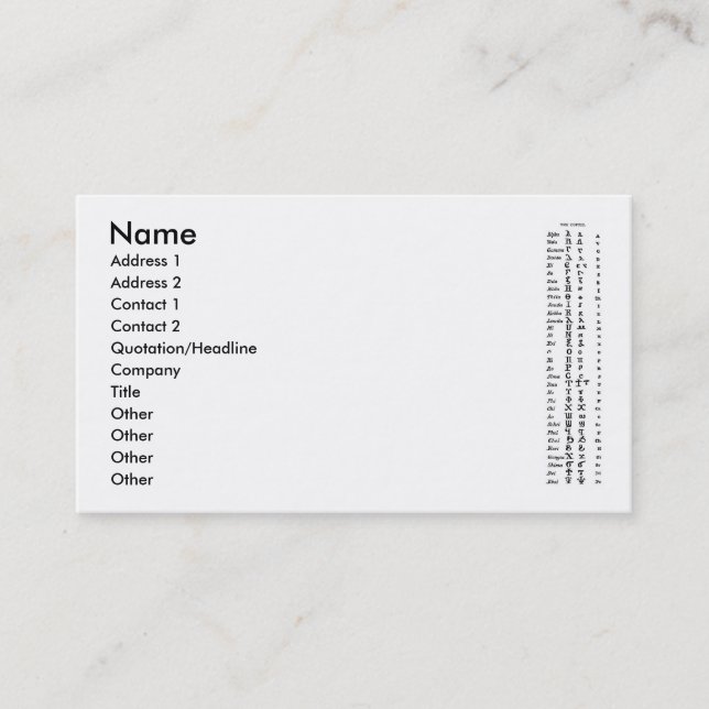 O Cartão de visita Copta (Frente)