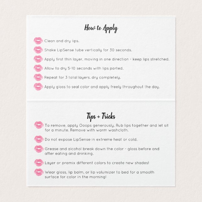 O cartão de visita de Lippies da aguarela - pontas (Interior Desdobrado)