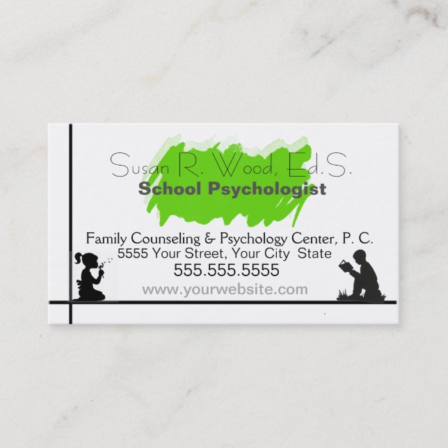 O cartão de visita do psicólogo da escola (Frente)