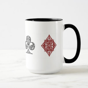 O cartão do póquer sere a caneca