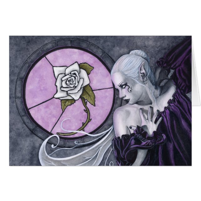 O cartão do rosa branco (Frente Horizontal)