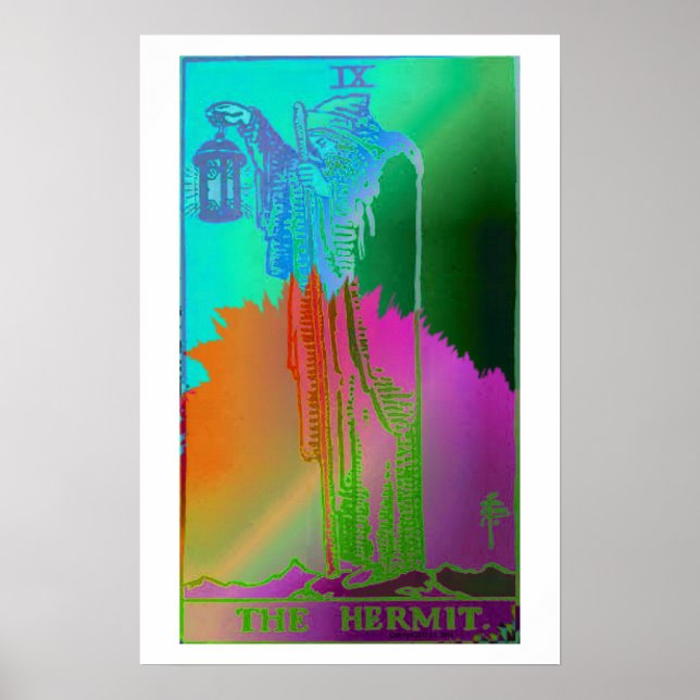 O cartão Hermit Tarot Psychedelic Poster (Frente)