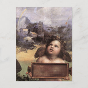 O cartão postal da Madonna de Foligno em detalhe