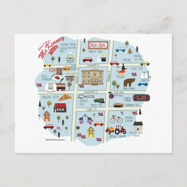 O cartão postal do Centro McKinney Texas (Frente)