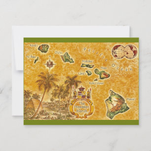 O Cartão Postal do Mapa Antigo das Ilhas Havaianas