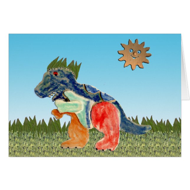 O cartão preocupado do dinossauro (Frente horizontal)