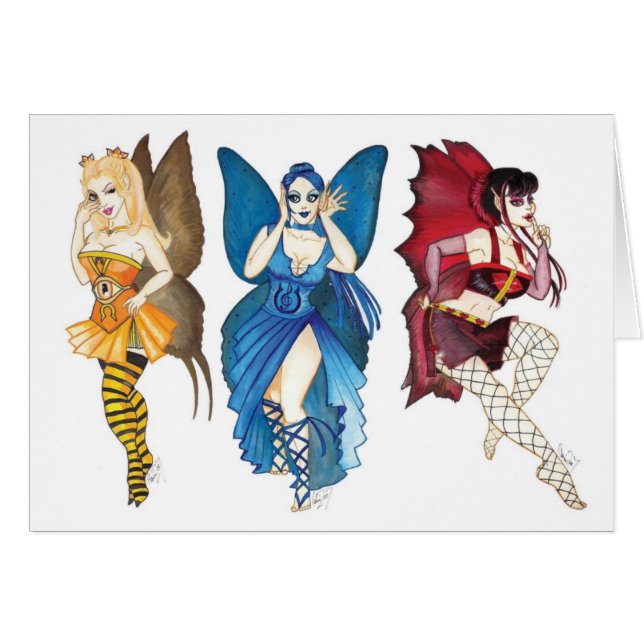 O cartão sábio de três fadas (Frente Horizontal)