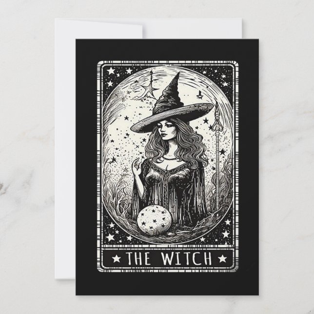 O cartão Tarot da bruxa Vintage Halloween Witch  (Frente)