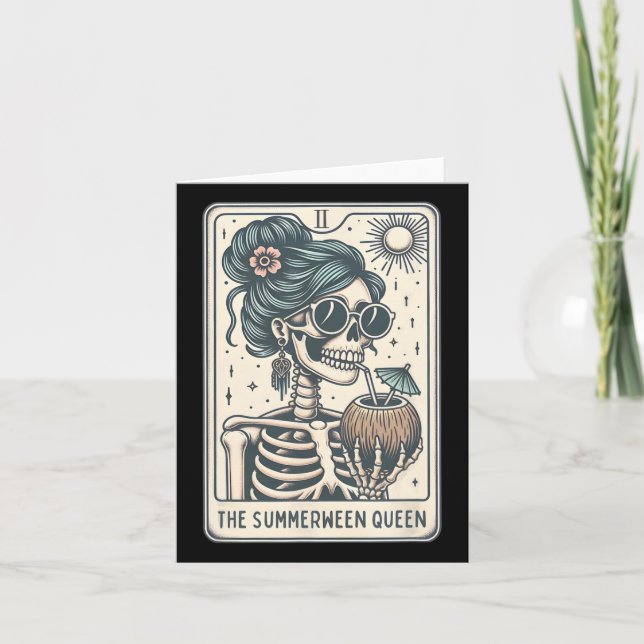 O Cartão Tarot da Rainha do Summerween (Frente)