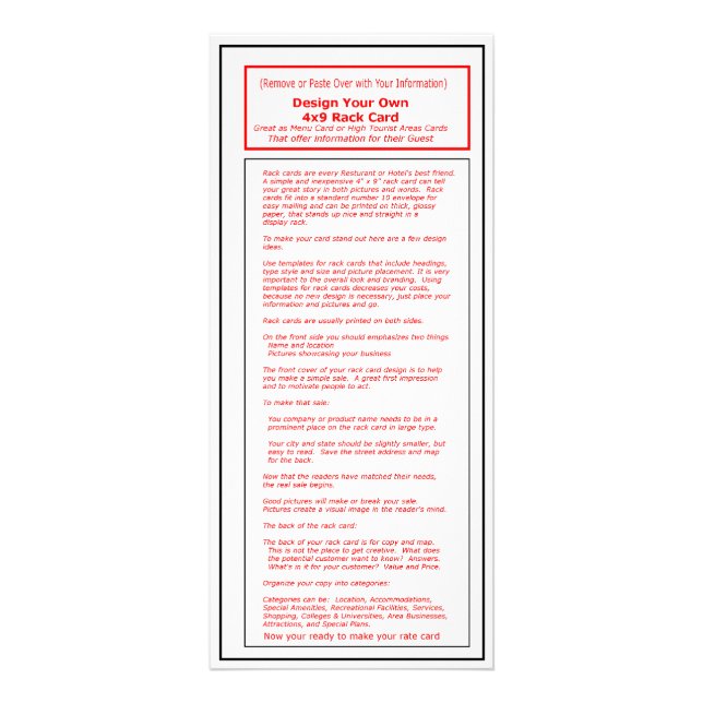 O cartão Template1 da cremalheira da série 4x9 do (Frente)