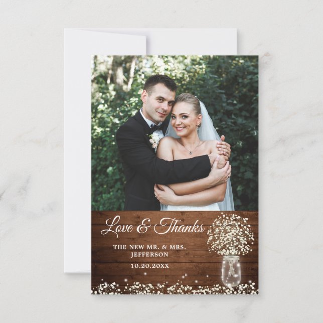 O Cartões de agradecimentos de fotos de Mason Jar  (Frente)