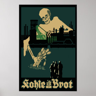 O carvão é poster alemão da propaganda do pão