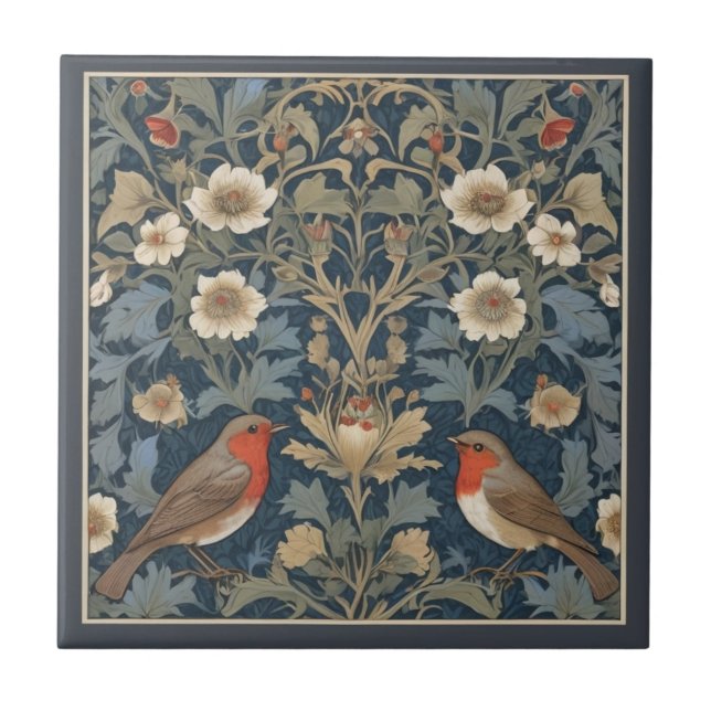 O Casal Robin Europeu dos Pássaros, William Morris (Frente)