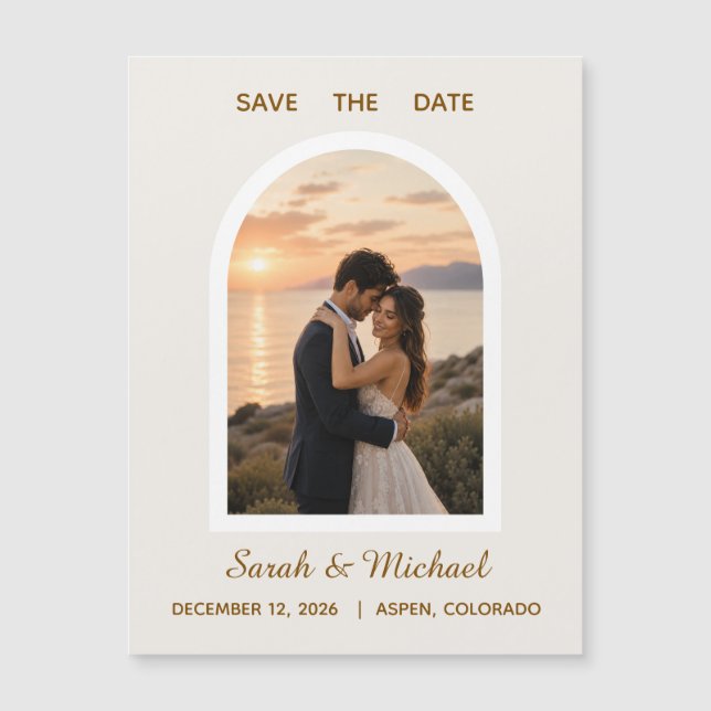 O Casamento de Foto Arco Moderno Save the Date (Frente)