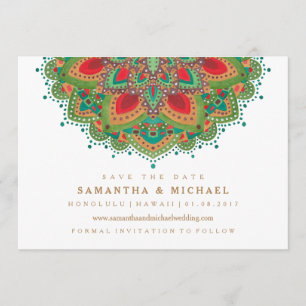 O Casamento de Mandala Verde Salva o Cartão de Dat