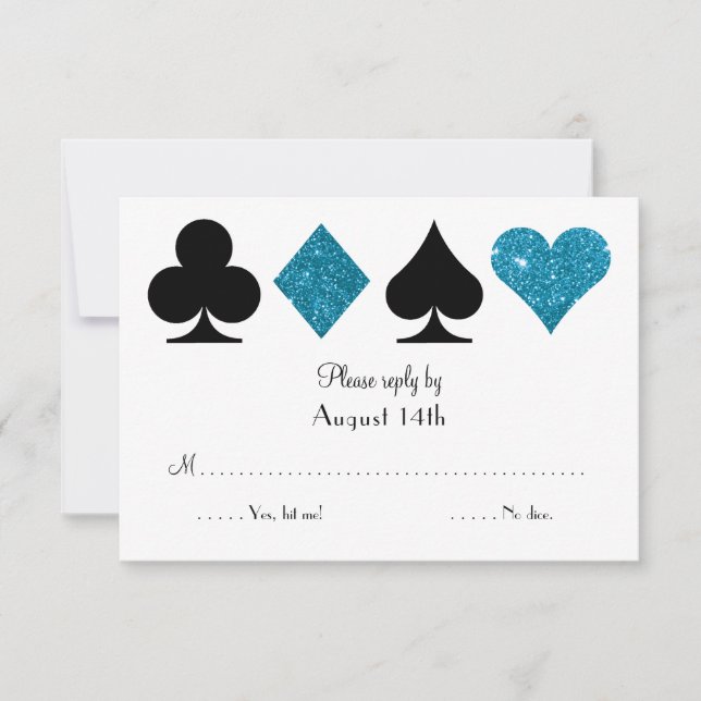 O Casamento Destino de Las Vegas RSVP Turquoise Gl (Frente)