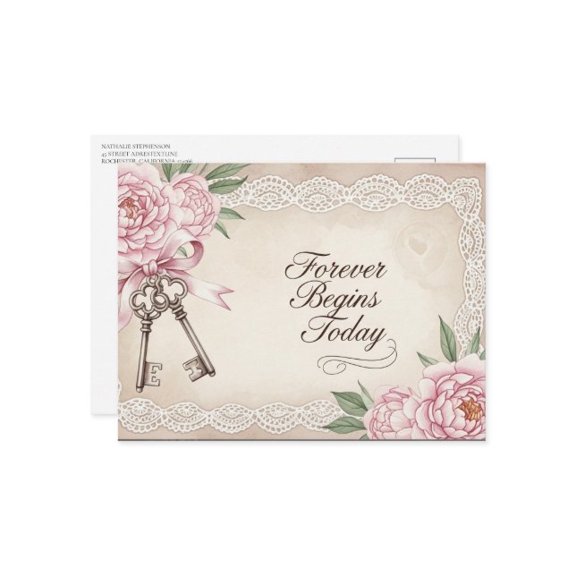 O casamento moderno elegante Salve o cartão postal (Frente/Verso In Situ)