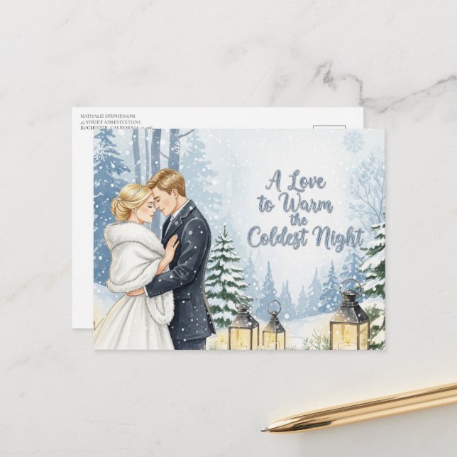 O casamento moderno elegante Salve o cartão postal (Frente/Verso In Situ)