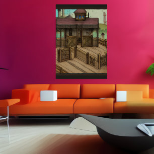 O cavalo estável na cidade AI Art Poster
